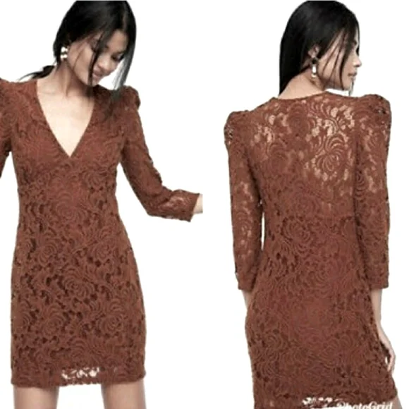 Free People | Dresses | Free People Stretch Lace Mini Dress Chestnut |  Poshmark